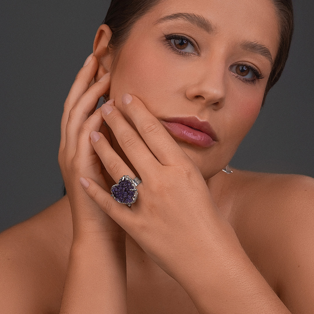Amethyst Heart Ring with plating - Image 2