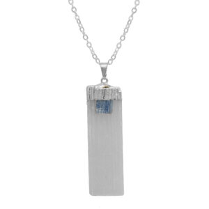 Selenite Pendant with Blue Kyanite
