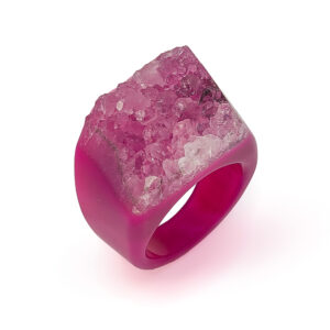 Polished Pink Agate Ring with Points