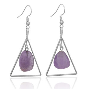 Triangle Earrings with Tumbled Amethyst Tip