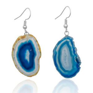 Blue Agate Plate Earrings