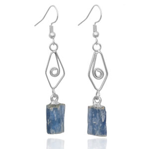 Evil Eye Earrings with Blue Kyanite on a dangle