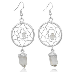 Dream Catcher Earrings with Clear Quartz Tip