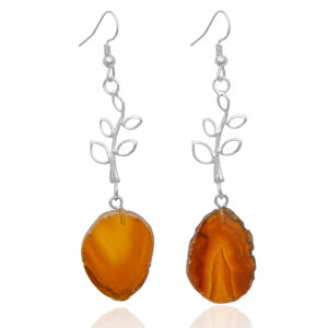 Leaf Earrings with Agate Plate Tip