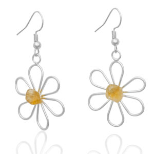 Flower Earrings with Citrine