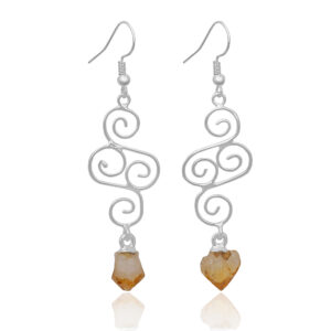 Wave Earrings with Citrine Tip