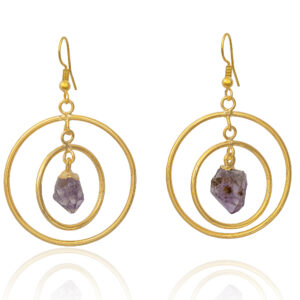 Circles Earrings with Amethyst Tip