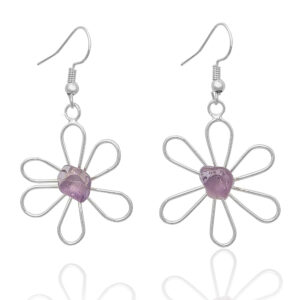 Flower Earrings with Amethyst