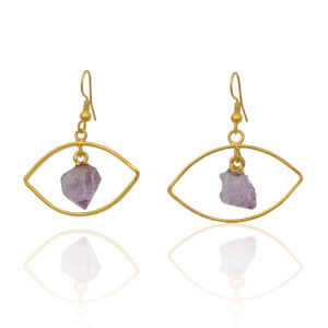 Evil Eye Earrings with Amethyst Tip