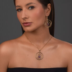 Circles Earrings with Amethyst Tip