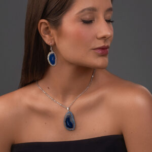 Blue Agate Plate Pendant