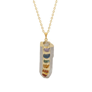 Clear Quartz Pendant with 7 Chakras