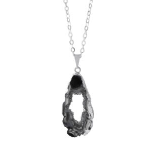 Agate Geode Plate Pendant with Plating