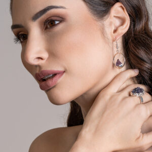 Amethyst Fixed Point Circle Earrings