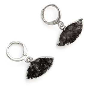 Black Amethyst Druse Evil Eye Earrings