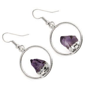 Amethyst Fixed Point Circle Earrings