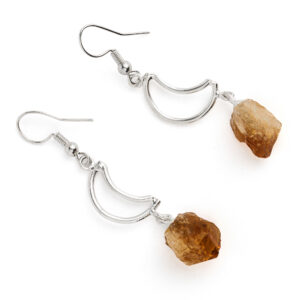 Moon Earrings with Citrine Tip