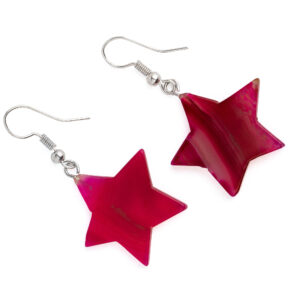 Pink Agate Star Earrings