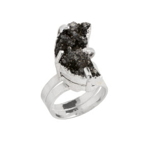 Black Amethyst Moon Ring