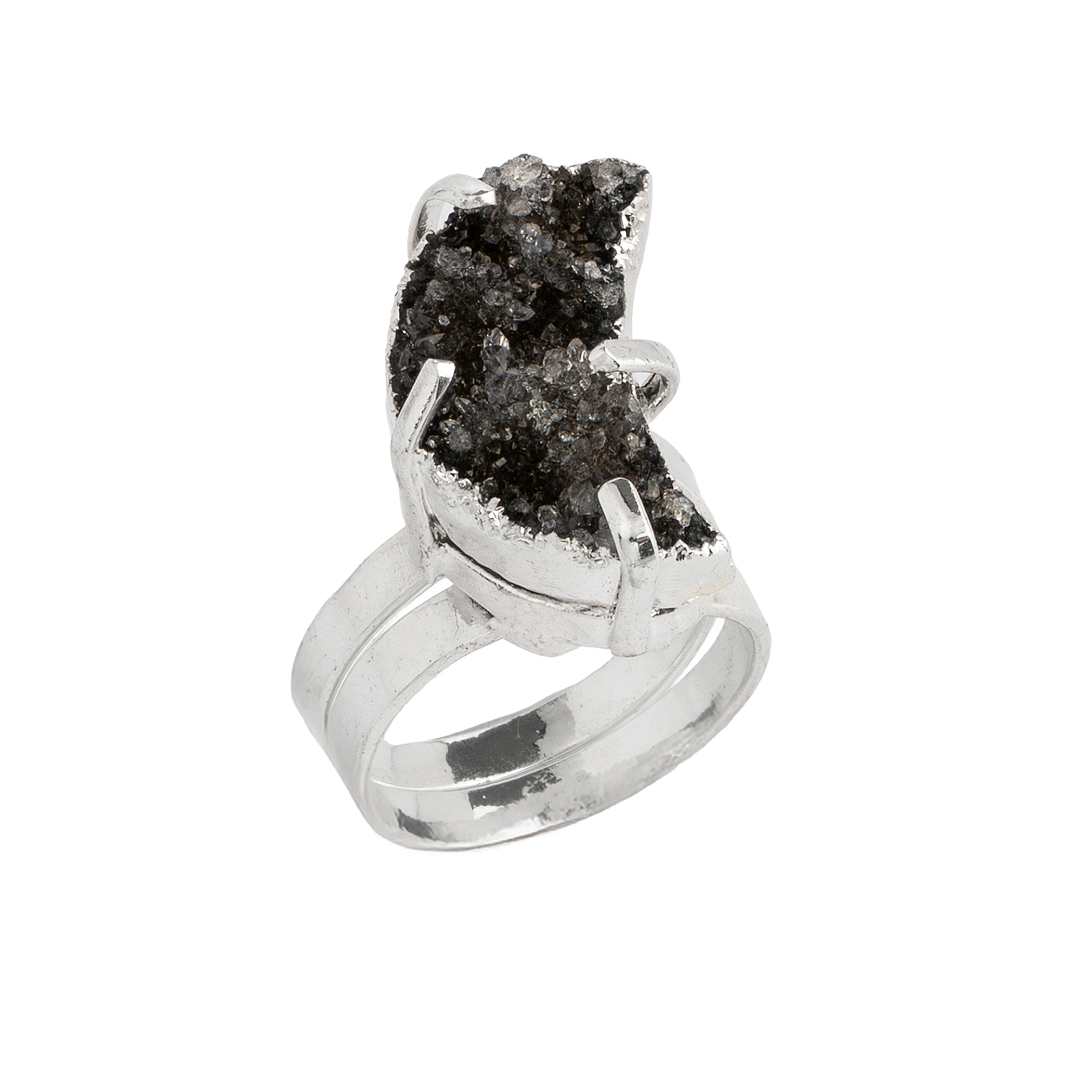 Black Amethyst Moon Ring
