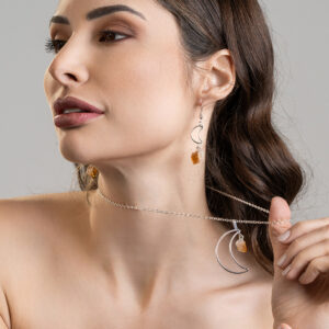 Moon Earrings with Citrine Tip