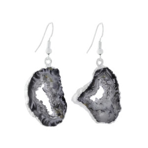 Agate Geode Plate Earrings with Plating
