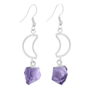 Moon Earrings with Amethyst Tip