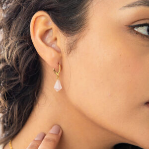 Rose Quartz Diamond Earrings