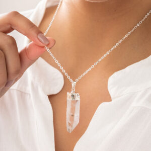 Clear Quartz Point Pendant with plating